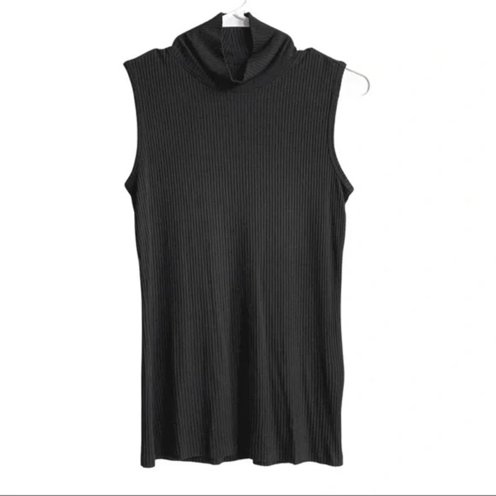 Christian Siriano Black Ribbed Turtleneck tank